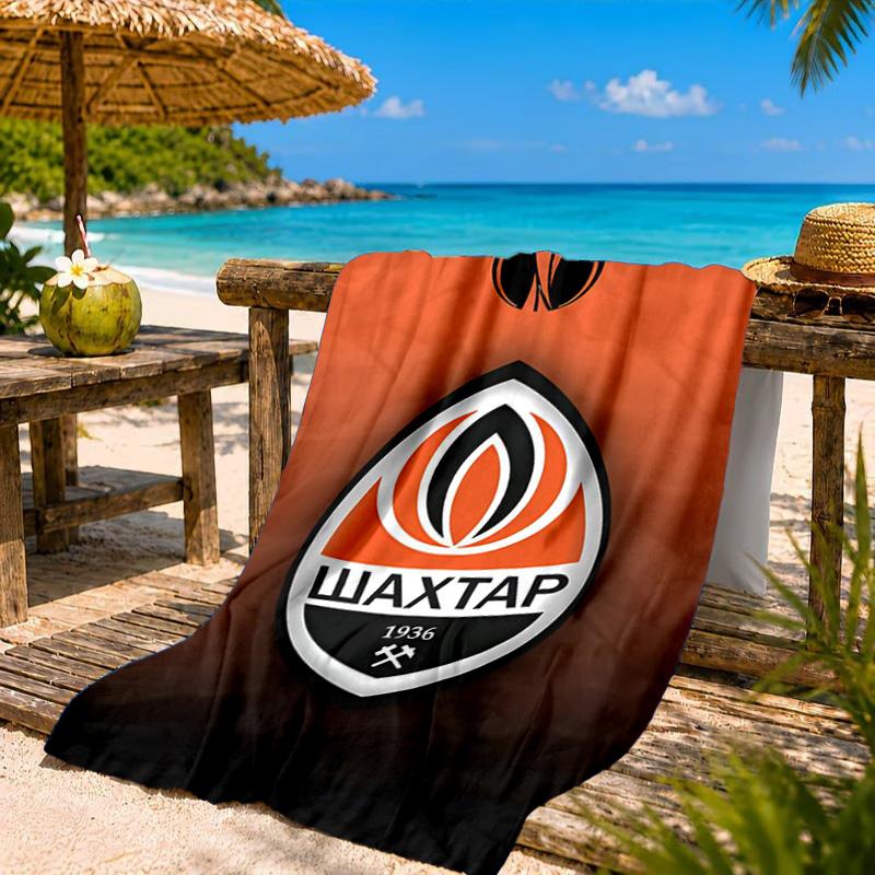 Asciugamano da Spiaggia con Design dello Stemma dello Shakhtar Donetsk, Asciugatura Rapida, Facile da Curare, Adatto Sia per il Fitness che per le Vacanze al Mare, Essenziale per lo Sport