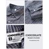 :CHOCOOLATE Men's Seersucker Plaid Long Sleeve Shirt