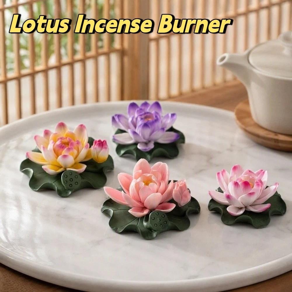 Zen Chinese Style Lotus Tabletop Incense Base Sleep Aid Lotus Censer Holder For Household Aroma