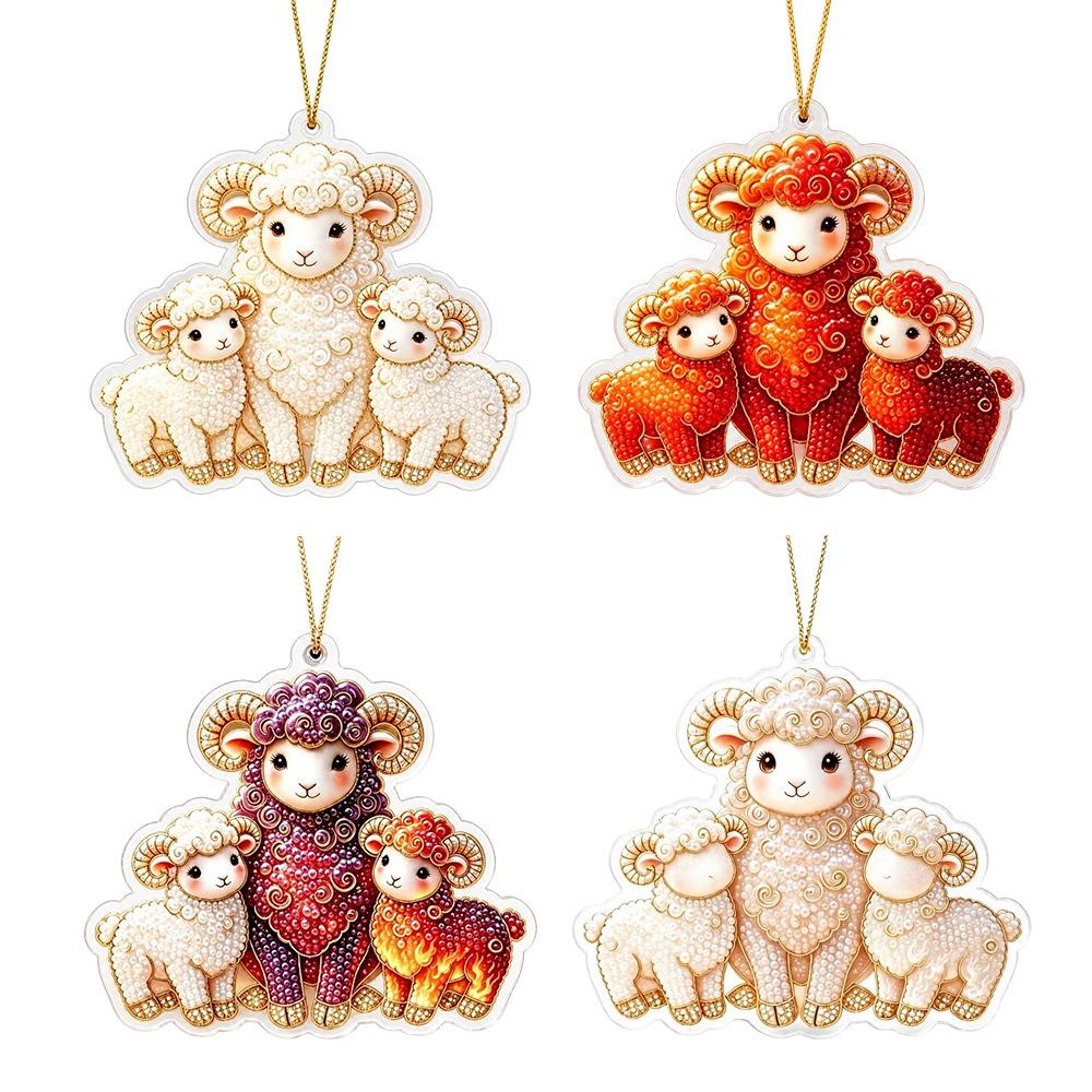 Acrylic Goat Hanging Ornament Set 2D Flat Christmas Tree Ornament Zodiac Goat Souvenir  Bag Charms