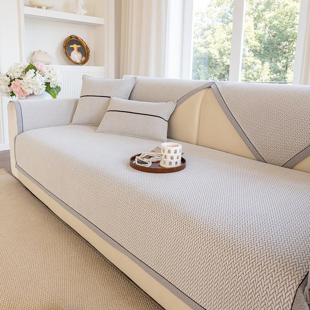 

New Four-Season Universal Non-Slip Chenille Sofa Cushion Straight Row Sofa Solid Color Simple Modern Sofa Cover 70*70cm