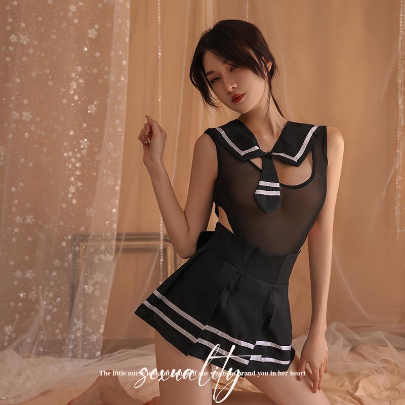 Sexuality Sling Lace Nightdress Transparent Temptation Hot Pajamas Flirting Hollow Set