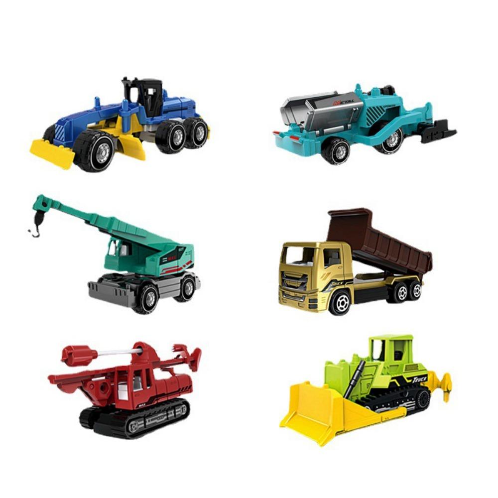 4/6pcs Mini Alloy Engineering Truck Loader 1:64 Classic Construction Car Model  Sliding Boy Gift
