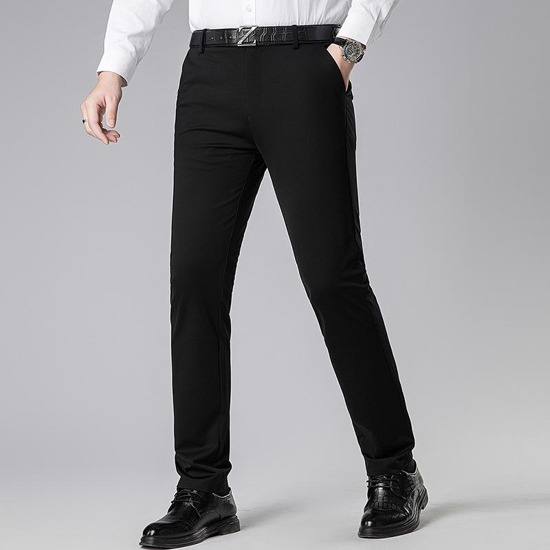 2026 Spring/Summer Men's Slim Fit Ice Silk Casual Pants - Korean Style, Straight Leg, Versatile and Fashionable.