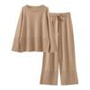 Autumn/Winter 2025 Bell Sleeve Knit Set - European/American Fashion, Round Neck, Slit Details