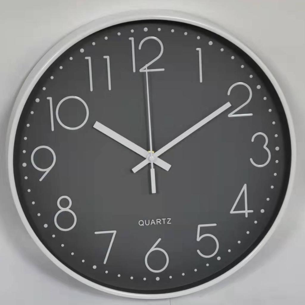 12 Inch 30CM Silent Wall Clock, Fashionable Home Living Room 3D Digital Minimalist Clock