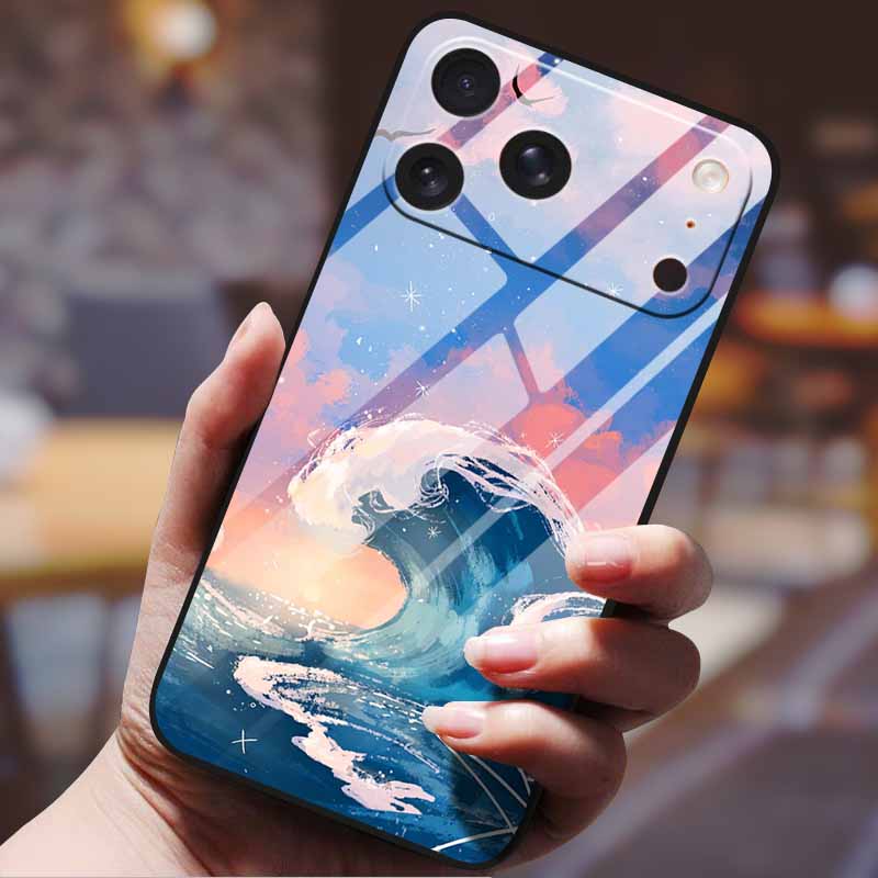 Phone Case for Iphone 17 Pro Max Iphone17 Air Tempered Glass Hard Back Cover Bumper 17pro Funda Cartoon Anime Fashion Pattern