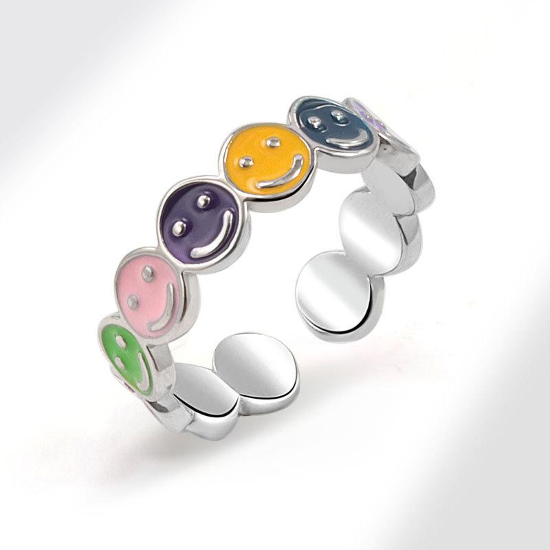 Aukštos kokybės spalvingas emalio širdelės atviro žiedo dizainas, paprastas ir dosnus skonis, moteriškas nišinis, aukštos prabangos emalio mados tendencijų žiedas, papuošalas