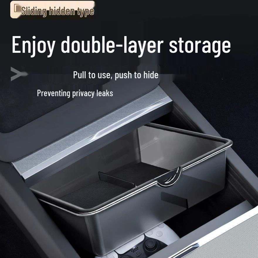 Transparent Armrest Storage Box for Tesla Model Y/3 Six-Seater Central Console