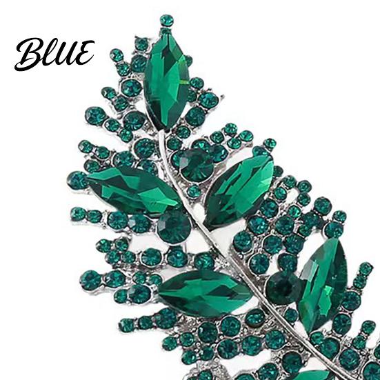 Collar Pin Brooch Imitation Crystal Inlaid Leaf Design Pin-Type Sparkling