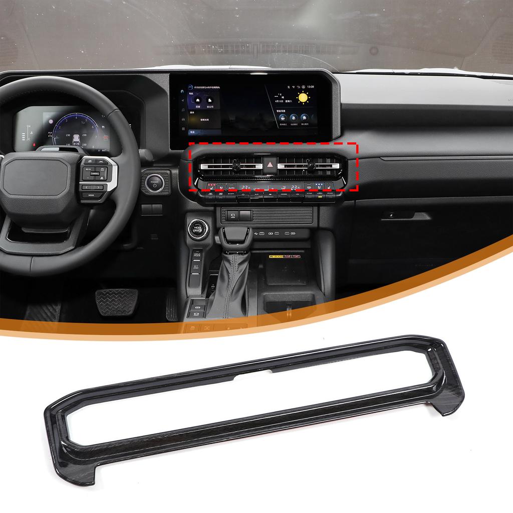 Black Grain Center Air Outlet Frame Trim Cover For Toyota Land Cruiser LC250 24+
