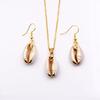 Choker Necklace Earrings Set Gold  Hawaii Bead Shell Pearl Fashion Jewellery Natural Plated Seashell Pendant for Women