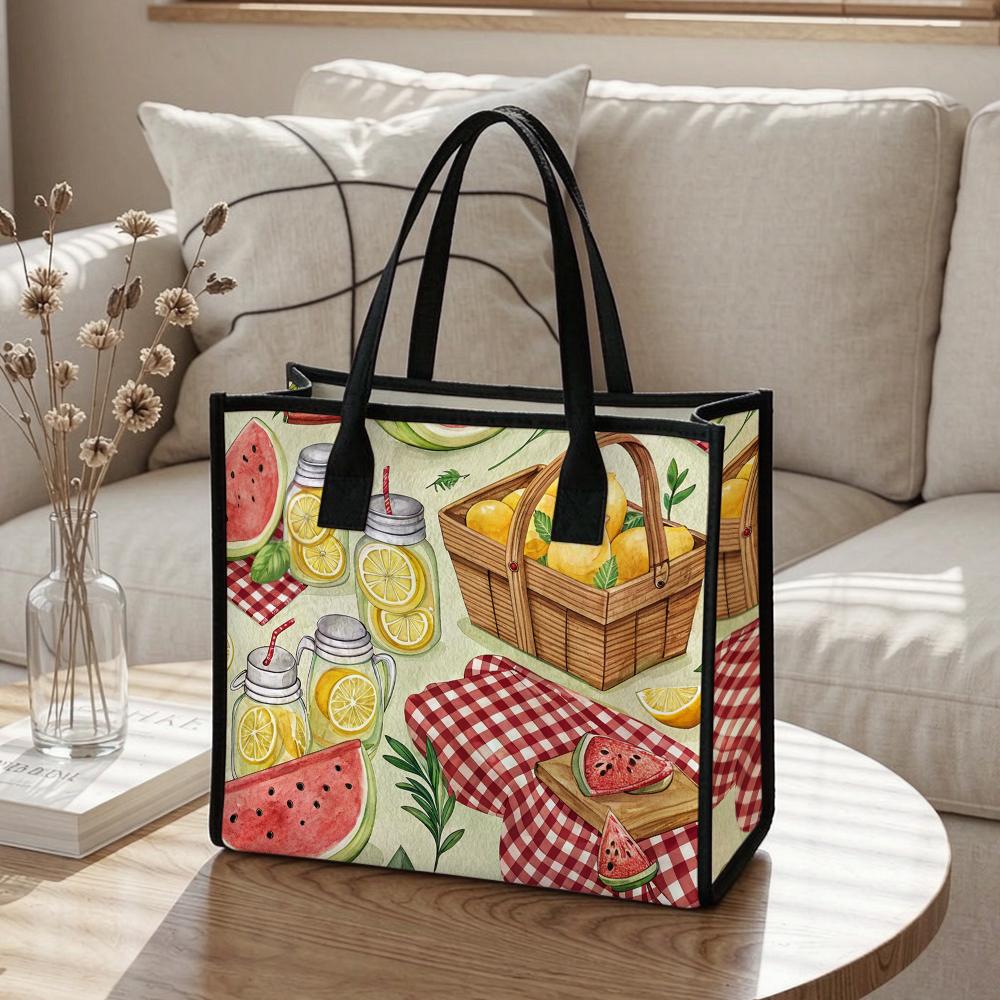 Summer Picnic Fruit Print Large Capacity Casual Handbag