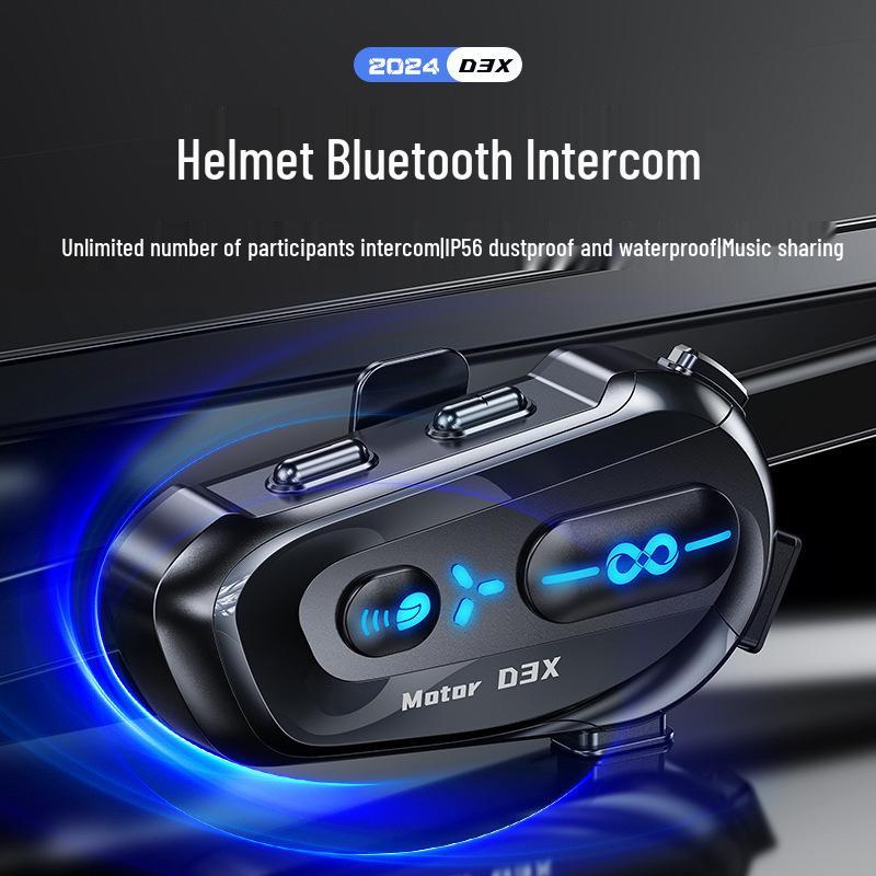 

D3X Waterproof Bluetooth Helmet Headset: Unlimited Intercom, 600m Range, Dustproof, Antifreeze, Music Sharing. Hard mic чорний