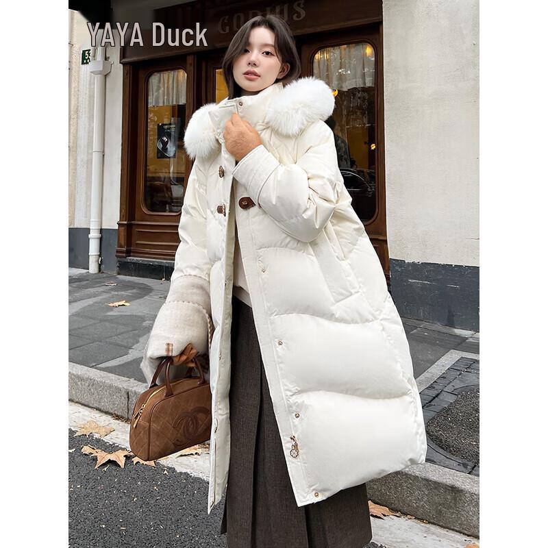 Yaya Women's Long Fox Fur Hooded Down Jacket