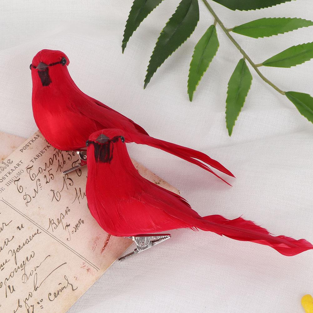 10 Pieces Artificial Red Simulated Foam Birds for Lawn, Garden, Outdoor Decoration, Each with Clip, Suitable for Garden Flower Arrangements,