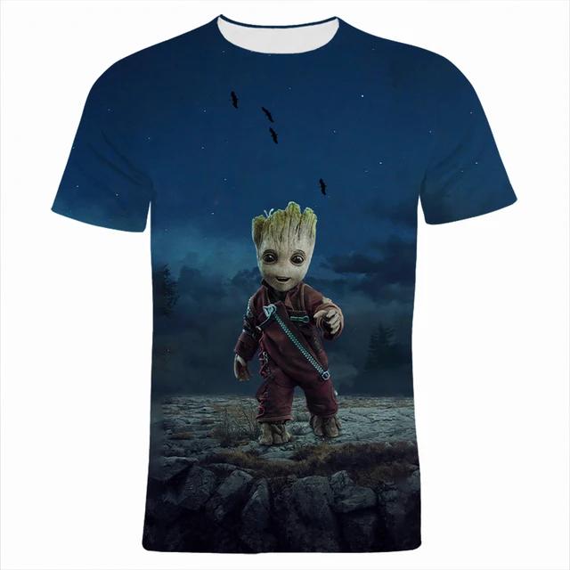 2026 Galaxy Guardians Groot T-shirt Children's Cartoon Anime 3D Fashion T-shirt Top Clothing Anime Clothing