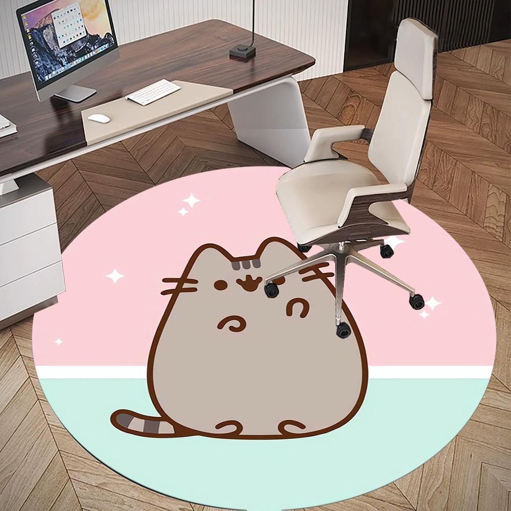 1 szt. Pusheen, Okrągła mata podłogowa dla kota - Antypoślizgowa, Mata podłogowa do biura, sypialni, wystroju domu, Prezent świąteczny p0811385