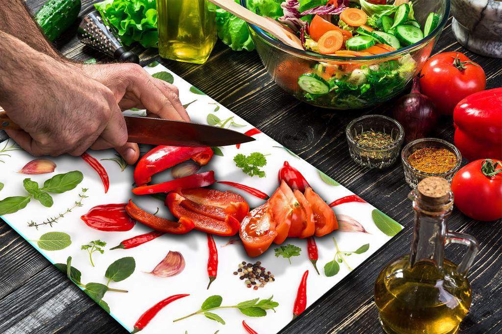 GLASS PLATE CUTTING BOARD 52x40 VEGETABLES