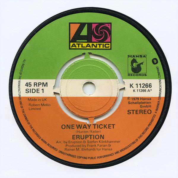 7inch Record ERUPTION - One Way Ticket K11266 Atlantic 1979 UK Soul/Funk Used