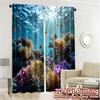 2pcs, 2D FLAT PRINTING Curtains (Without Rod) Coral Symphony Popular Window Curtain Durable Polyester Curtains Gifts for Bedroom