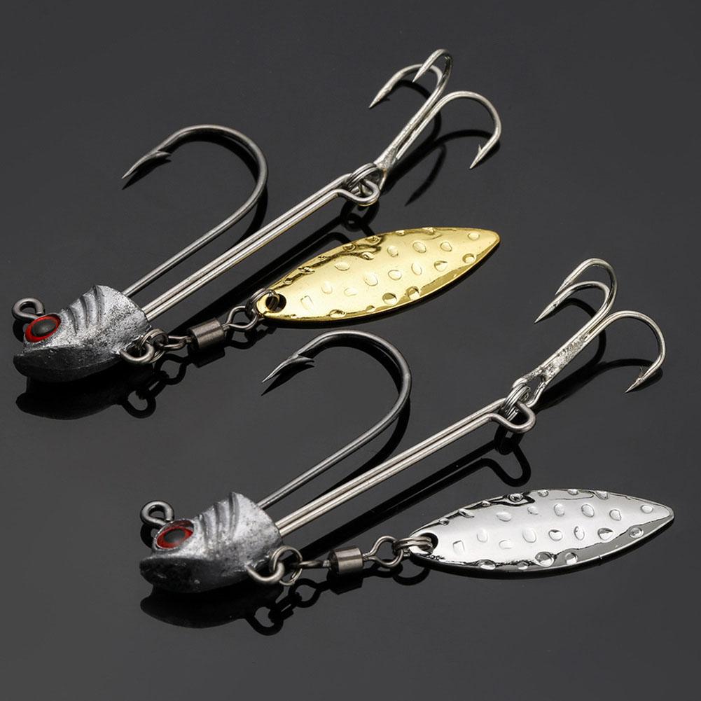 10 Stück Angelhaken mit Weidenblättern 7,2g/9,2g/16,4g 3D-Augen Köderhaken Jig-Kopfhaken Angelzubehör