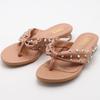 Fashion Metal Rivet Round Toe Comfortable Flip Flops Concise Open Toe Designer Flat Shoes Fashion Comfort Non-slip Vacation Beach Shoes