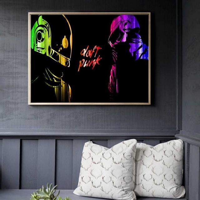 Daft Punk hjälmmask Musikaffisch och tryck Canvaskonstmålning Väggbilder för vardagsrumsdekoration Heminredning Ingen inramad