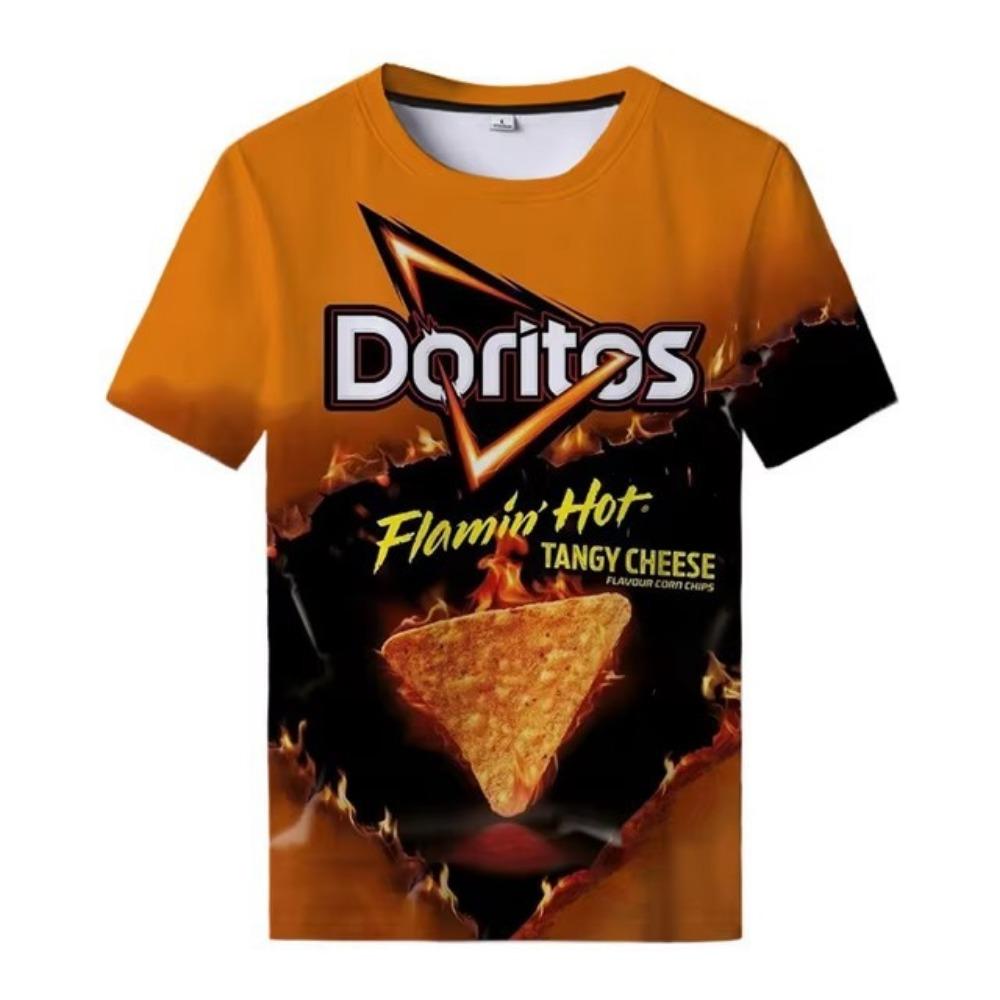 Lässig Cool Street 3D Fast Food Kartoffelchip Bedrucktes Herren Rundhals Top Kurzarm T-Shirt
