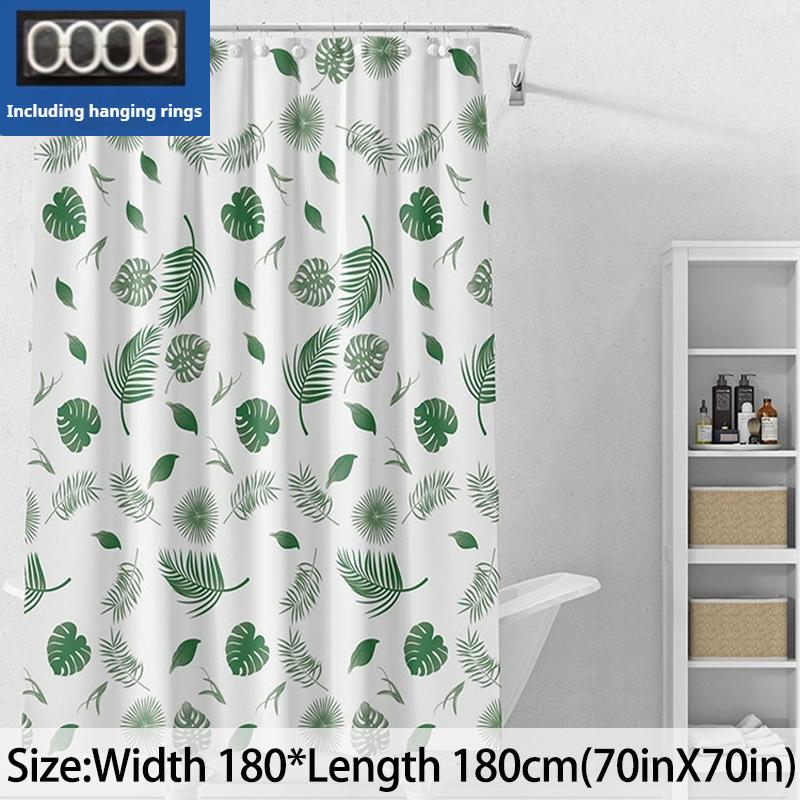 

Ботаническая шторка для душа с крючками Водонепроницаемая Утолщенная Разделительная шторка для ванной Полиэстер Принт с узором зеленых листьев 180*180cm белый
