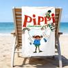 Serviette de plage à motifs Pippi Longstocking - douce, absorbante, séchage rapide, lavable en machine - parfaite pour la natation, le camping, la plage
