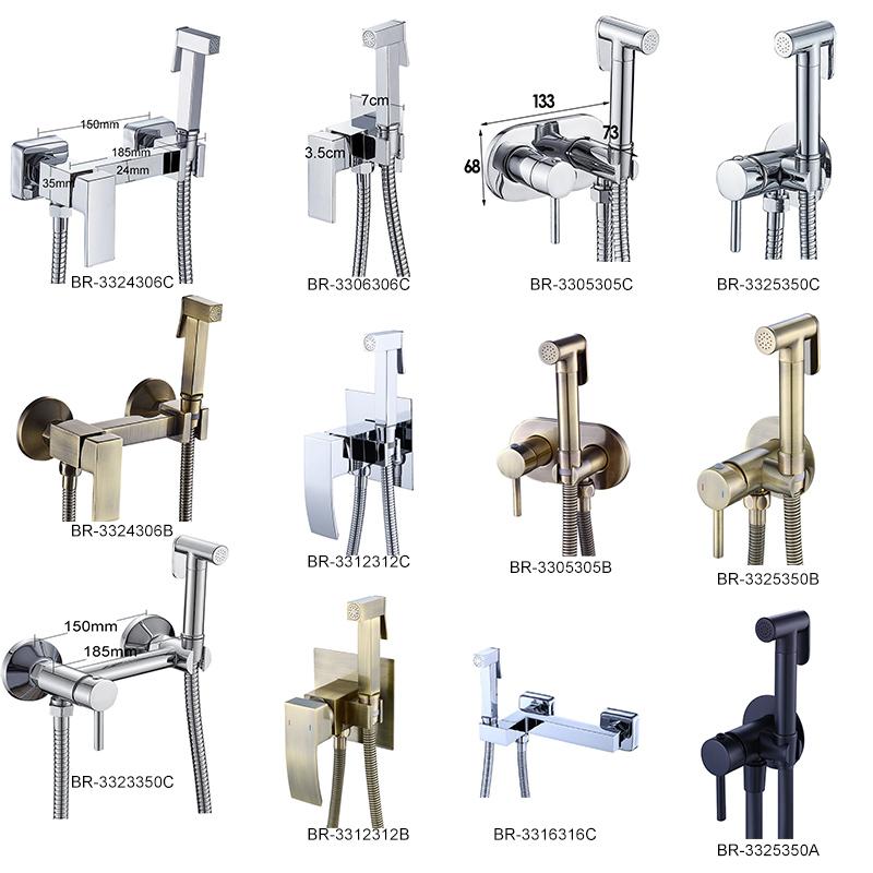 Bideuri BAKALA, pătrate, din alamă cromată, bideu pentru toaletă, robinet de duș, set pulverizator portabil, robinet de apă caldă și rece, duș igienic