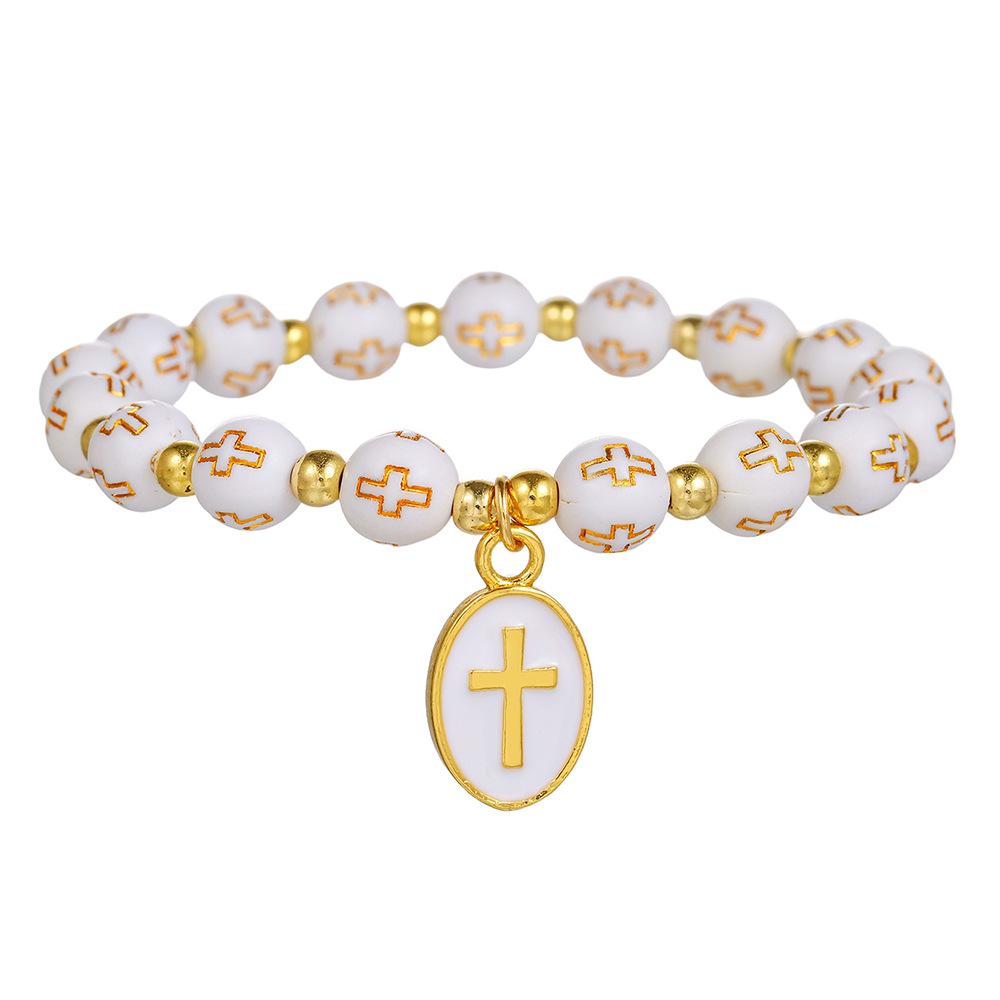 Trendy Cross Pendant Beaded Couple Bracelet