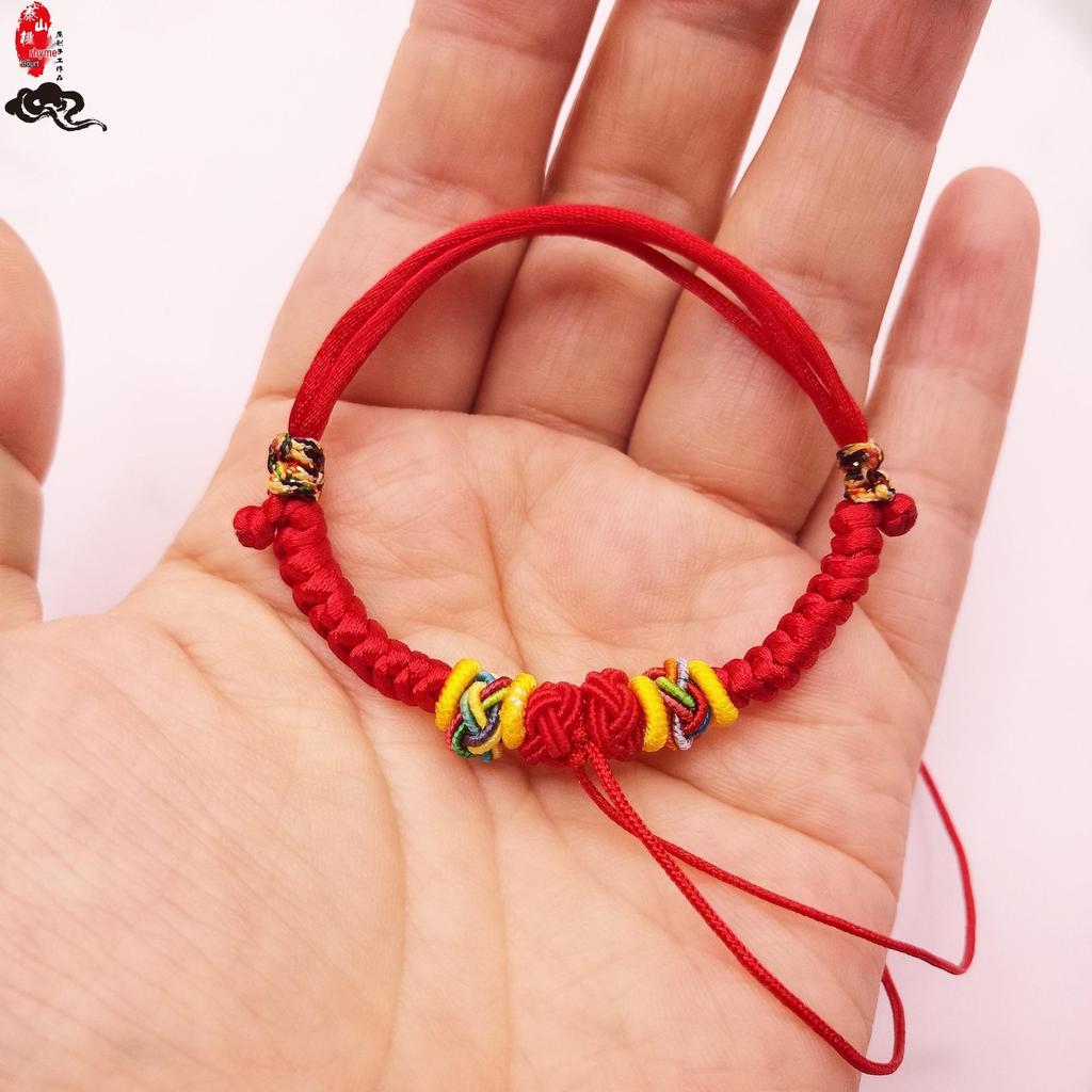 Unisex Baby Colorful Red Rope Anklet Bracelet with Gold, Silver & Jade Charms