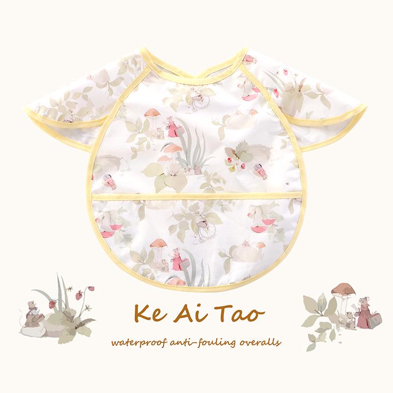 Reversible Waterproof Sleeveless Bib for Infants & Toddlers - Soft, Anti-Dirty Smock Apron with Food Pocket.