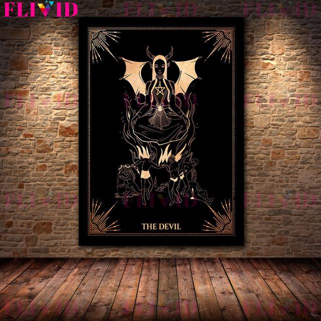 Death, Devil, Judgment, Lover Tarot Art Poster Witchcraft and Magic Decorative Wall Art Oil Painting