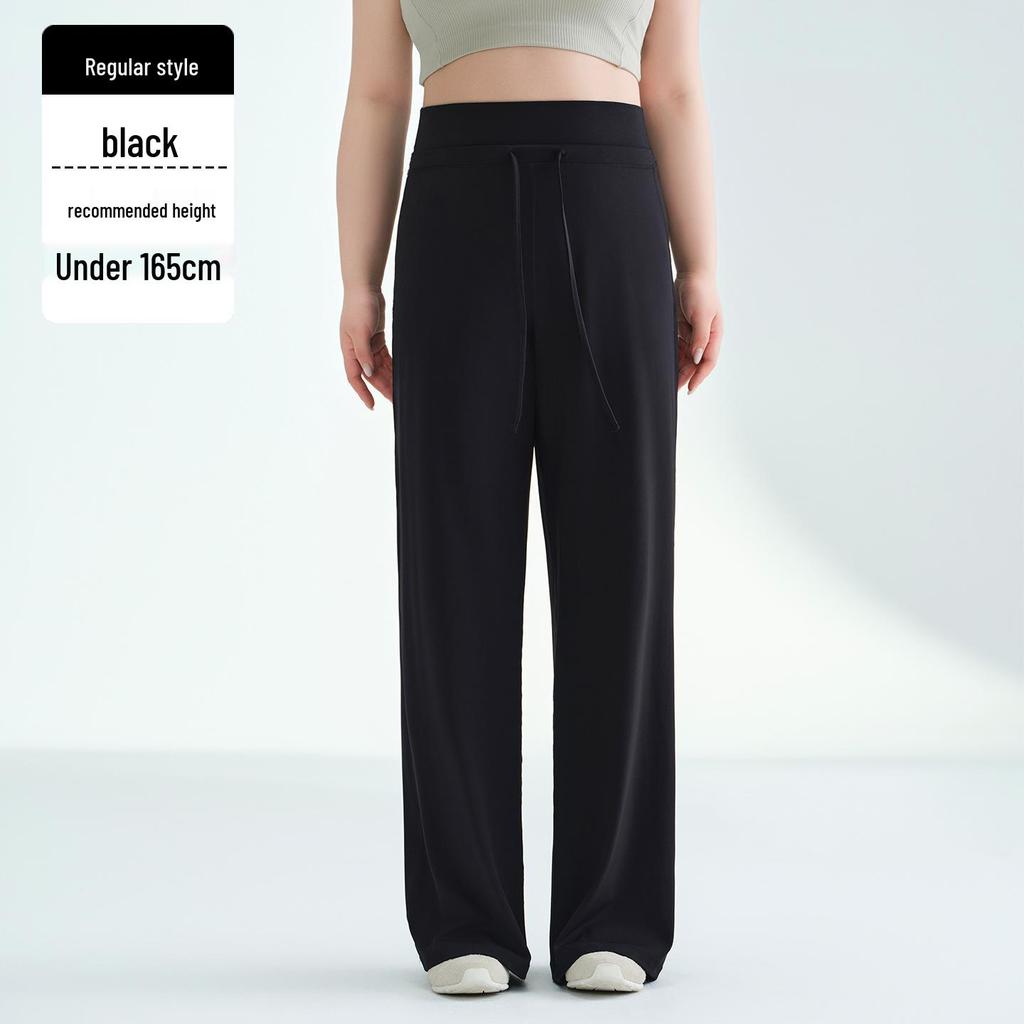 Women's Fleece-Lined Wide-Leg Sports Pants: Loose Fit, Plus Size (up to 220 Jin), Perfect for Running, Yoga, and Fitness.
