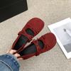 Shoes for Woman Shallow Mouthed Ballet Flats Solid Color Slip On Bow Mary Jane Women's Shoes Soft Sole Casual Red Single Loafers