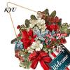 Festive Entrance Hanging Sign Christmas Welcome for Front Door, Rustic Wooden Ornament, Festival Housewarming Gift Idea Wall Decor with Lanyard