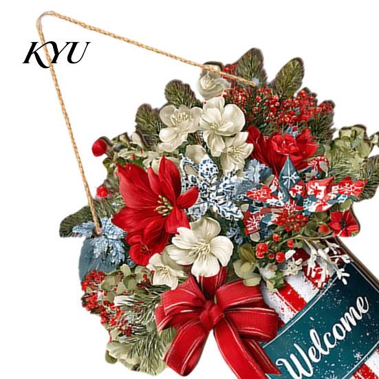 Festive Entrance Hanging Sign Christmas Welcome for Front Door, Rustic Wooden Ornament, Festival Housewarming Gift Idea Wall Decor with Lanyard