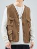Men's Trendy Japanese Style Denim Workwear Vest In Pure Cotton