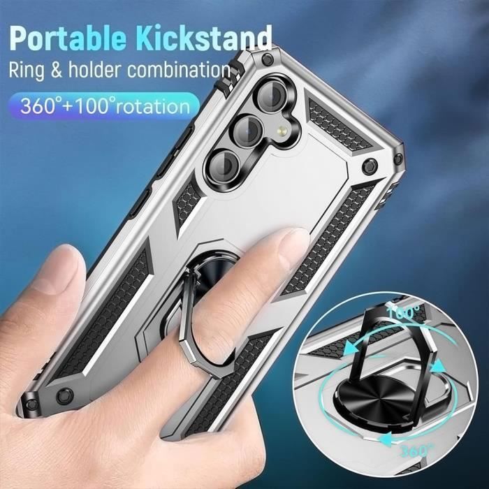 Coque de protection - BOOLING - pour Samsung Galaxy A05s - Rigide - Argenté - Support pivotant 360°