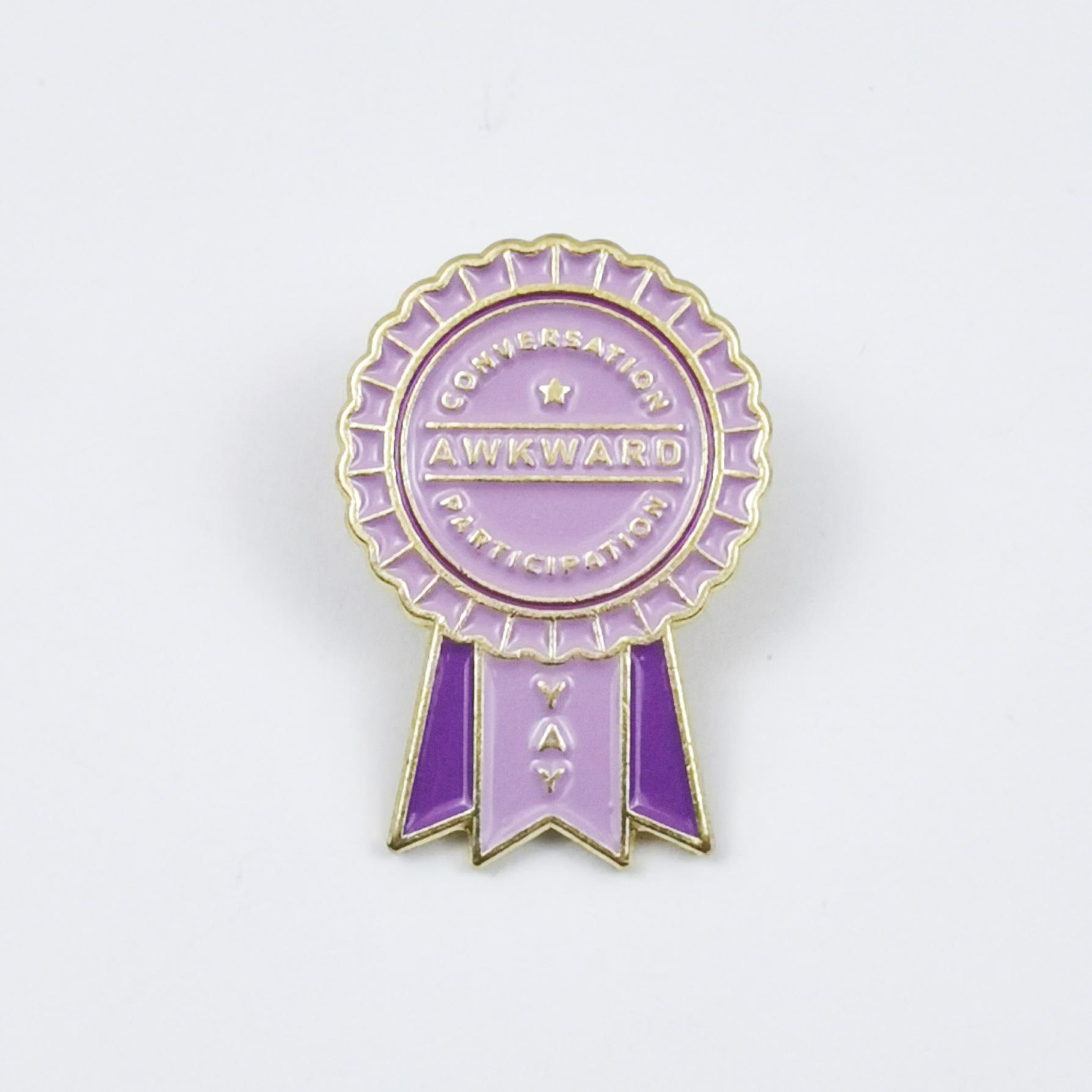 Stylish English Letter Alloy Medal Brooch with Drip Oil Finish - Clothing Accessory