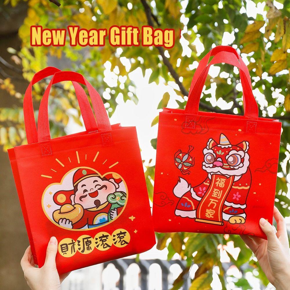 

Non-woven Non-woven Storage Bag Red Gift Tote Bag Cute New Year Gift Bag New Year 04