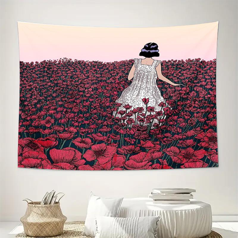 Bohemian Tapestry Vintage Floral Wall Hanging Nature Landscape Room Decor Aesthetic Wall Art Bedroom Dorm Living Room Home Decor