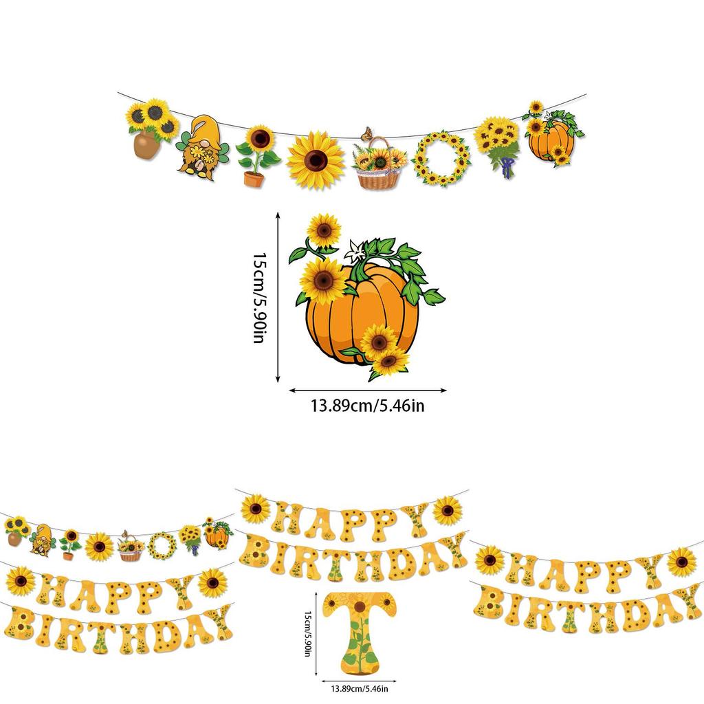 Sunflower Theme Letter Banner For Party Decor With Paper Material For Event Celebrations