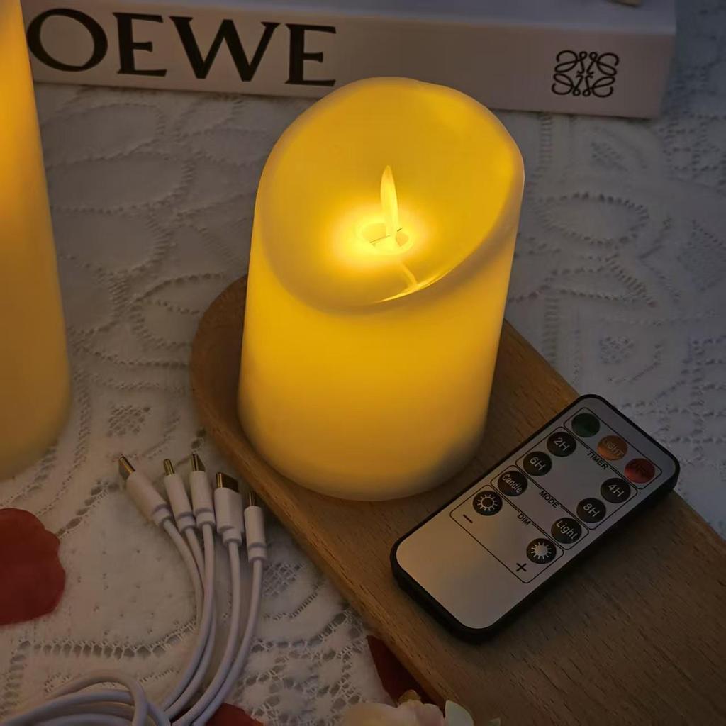 Fernbedienbare USB-wiederaufladbare flackernde LED-Kerze für Hochzeiten, Restaurants, Konzerte und romantische Atmosphäre