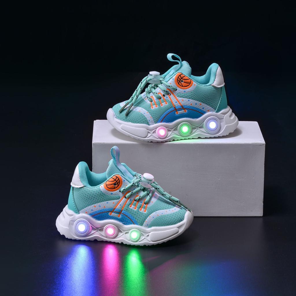 TS JYL JK135 Kids LED Sensor Basketball Shoes Mesh Upper Anti Slip Sole For Active Young Boys