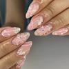 Cross-Border Blush Almond Shape Short Wearable 3D Flower Nail Art Tips