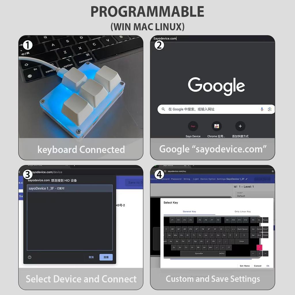 BTXETUEL Mini klávesnica s WASD a šípkami Mechanická herná programovateľná prispôsobiteľná klávesnica pre prácu a hranie WASD 4-klávesové klávesy, kryty klávesov, pre jednu ruku